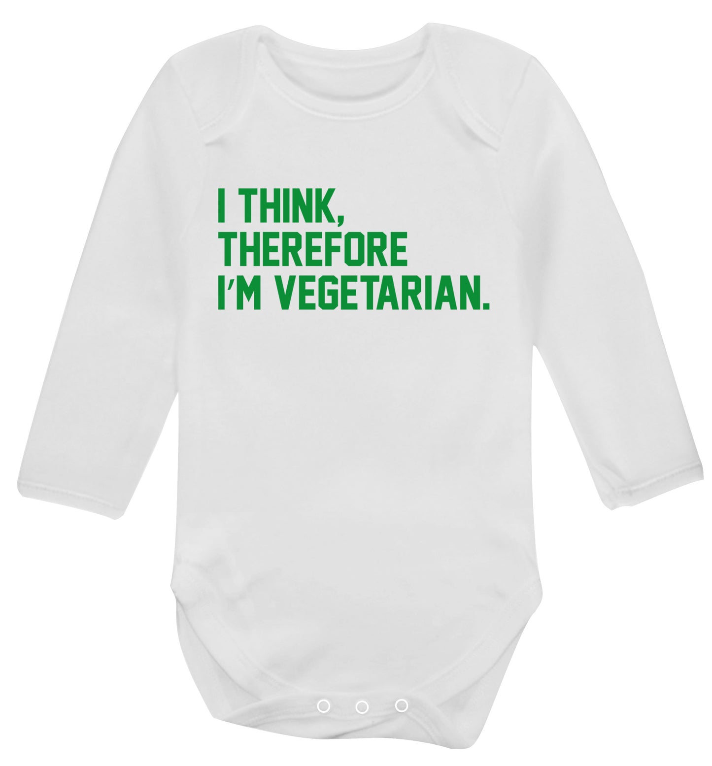 I think therefore I'm vegetarian Baby Vest long sleeved white 6-12 months