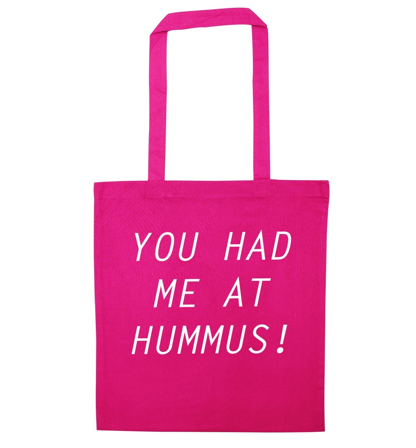 You had me at hummus pink tote bag