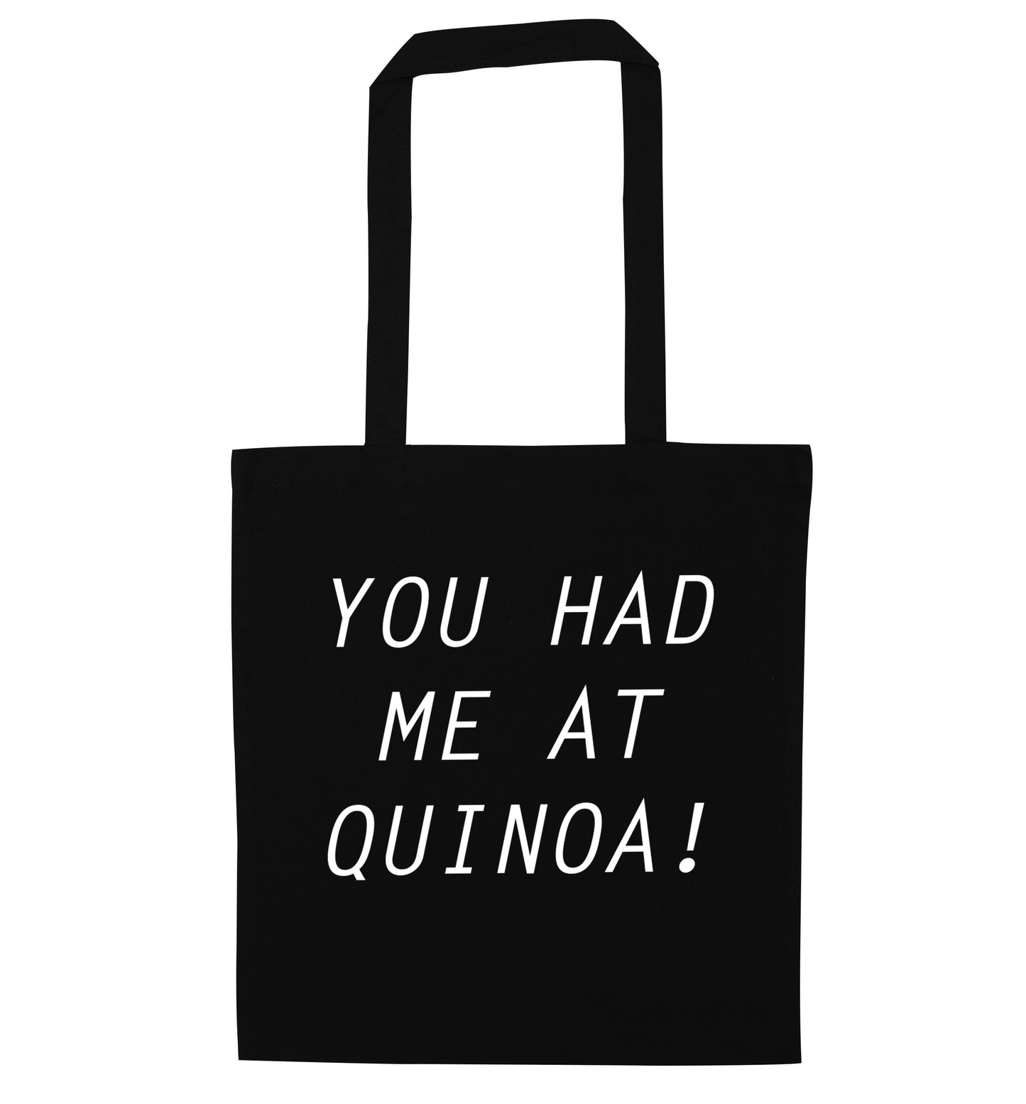 You had me at quinoa black tote bag