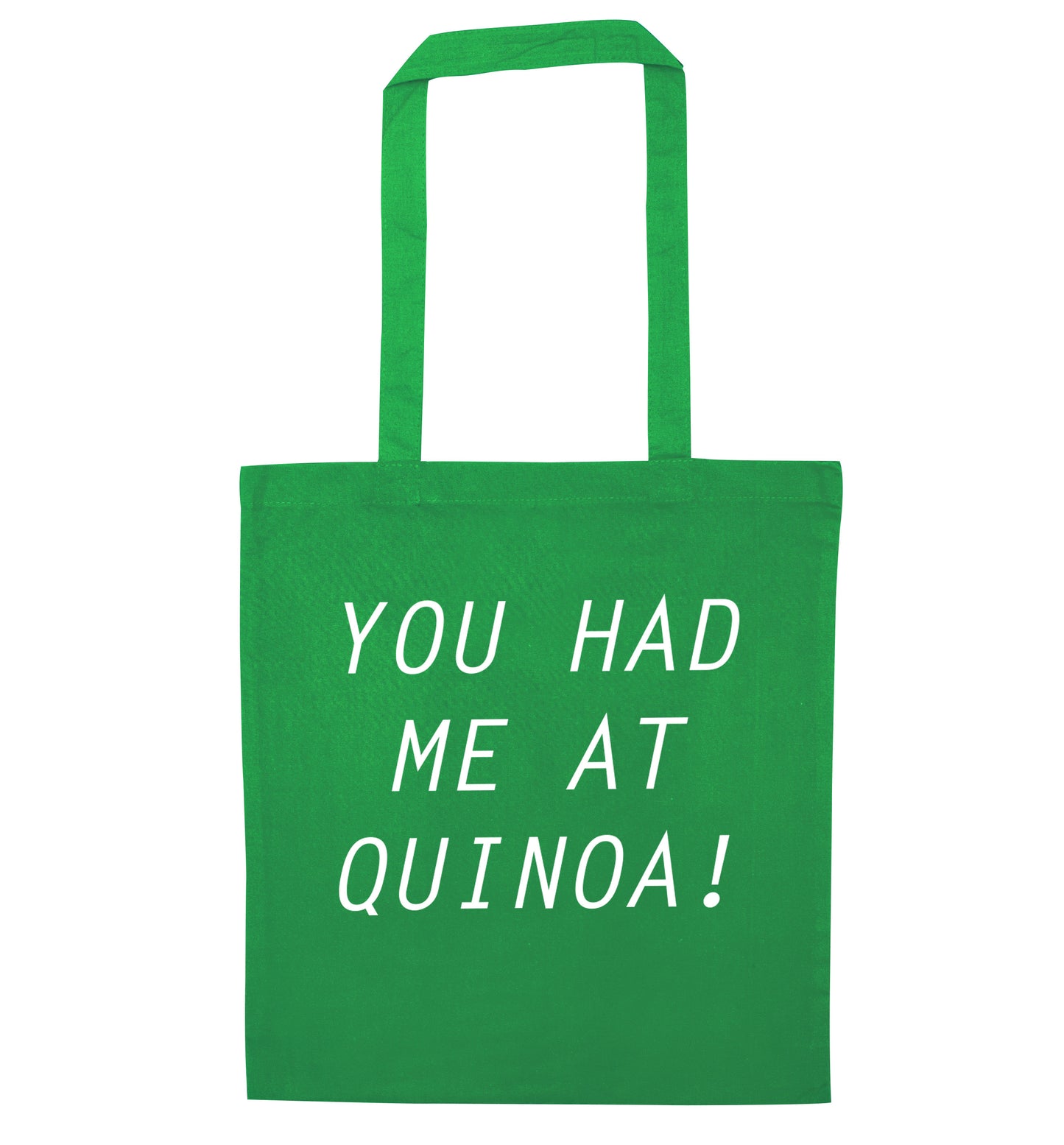 You had me at quinoa green tote bag