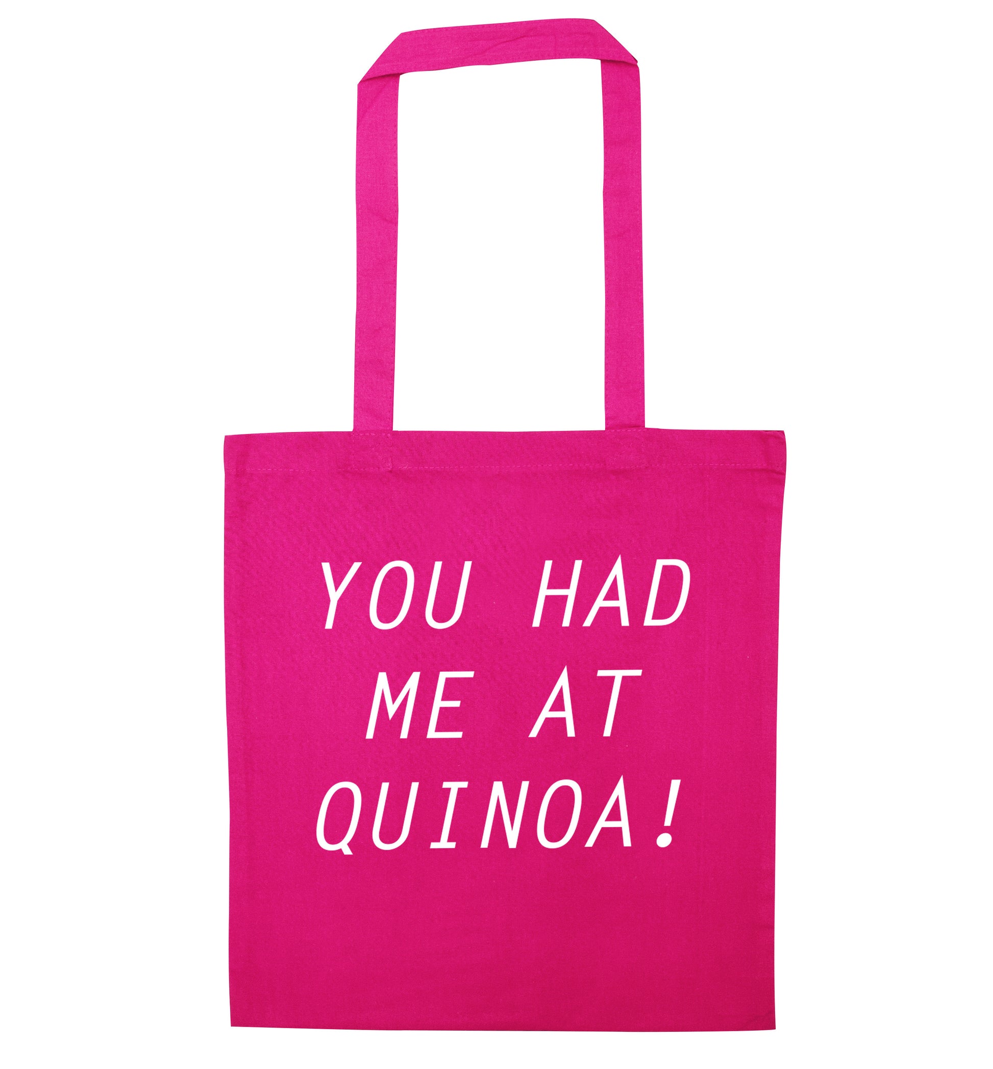 You had me at quinoa pink tote bag