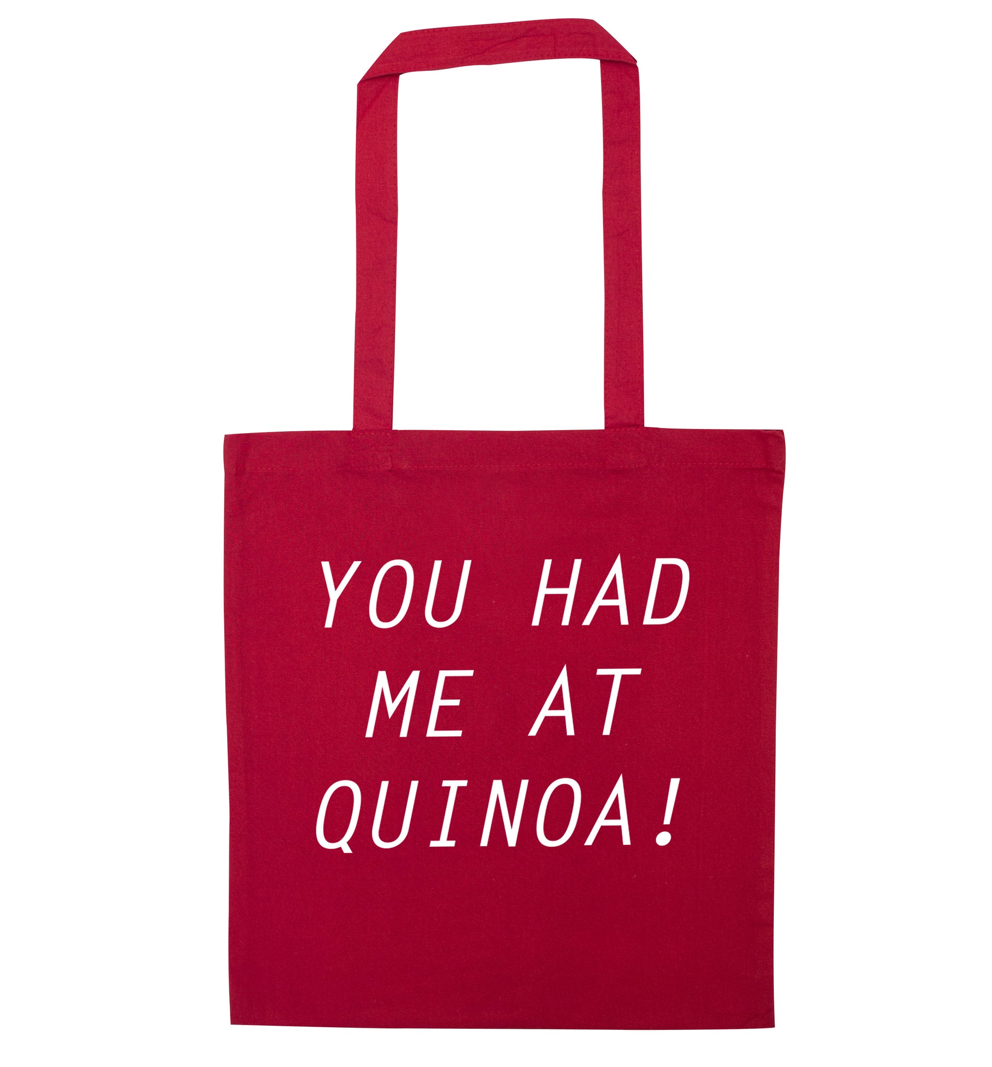 You had me at quinoa red tote bag