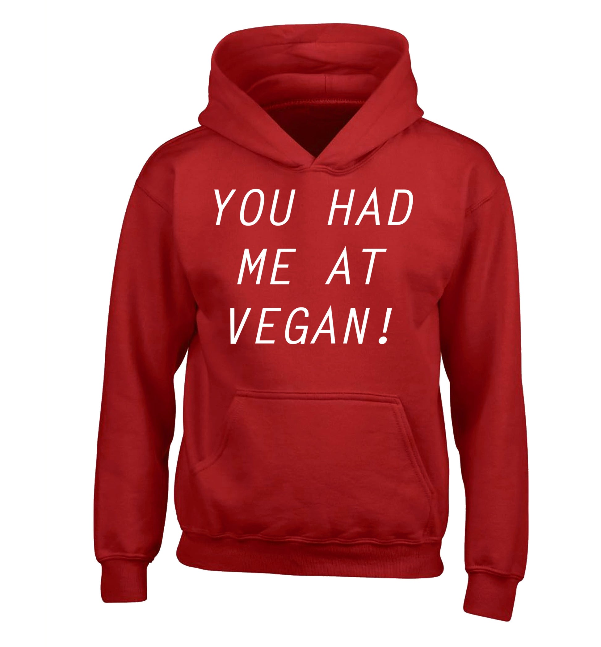 You had me at vegan children's red hoodie 12-14 Years