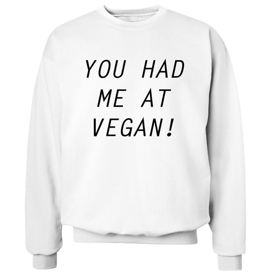 You had me at vegan Adult's unisex white Sweater 2XL