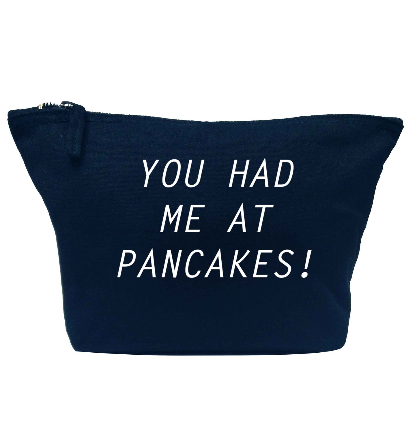 You had me at pancakes navy makeup bag