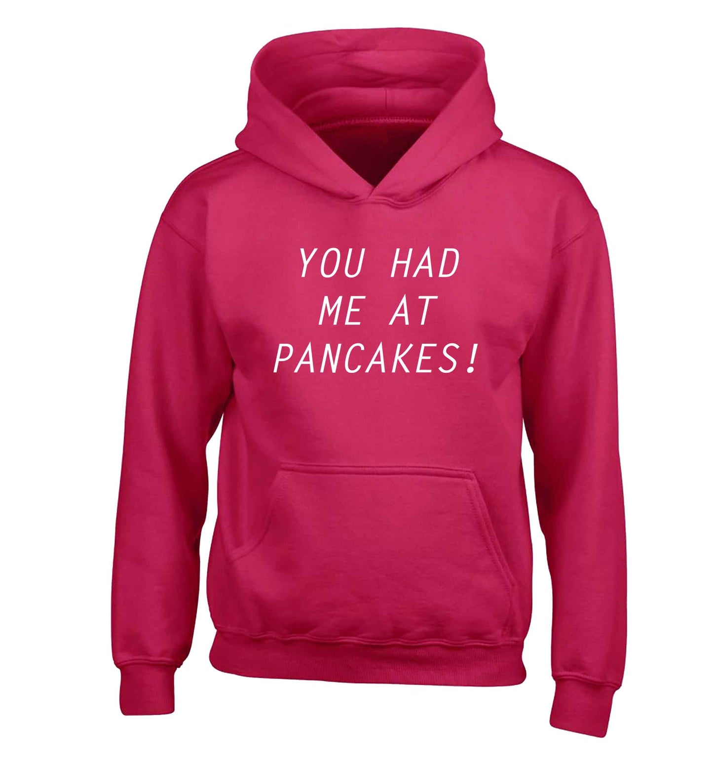 You had me at pancakes children's pink hoodie 12-13 Years