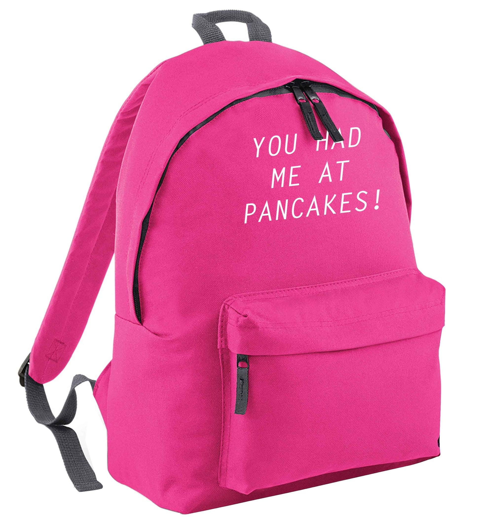 You had me at pancakes pink childrens backpack