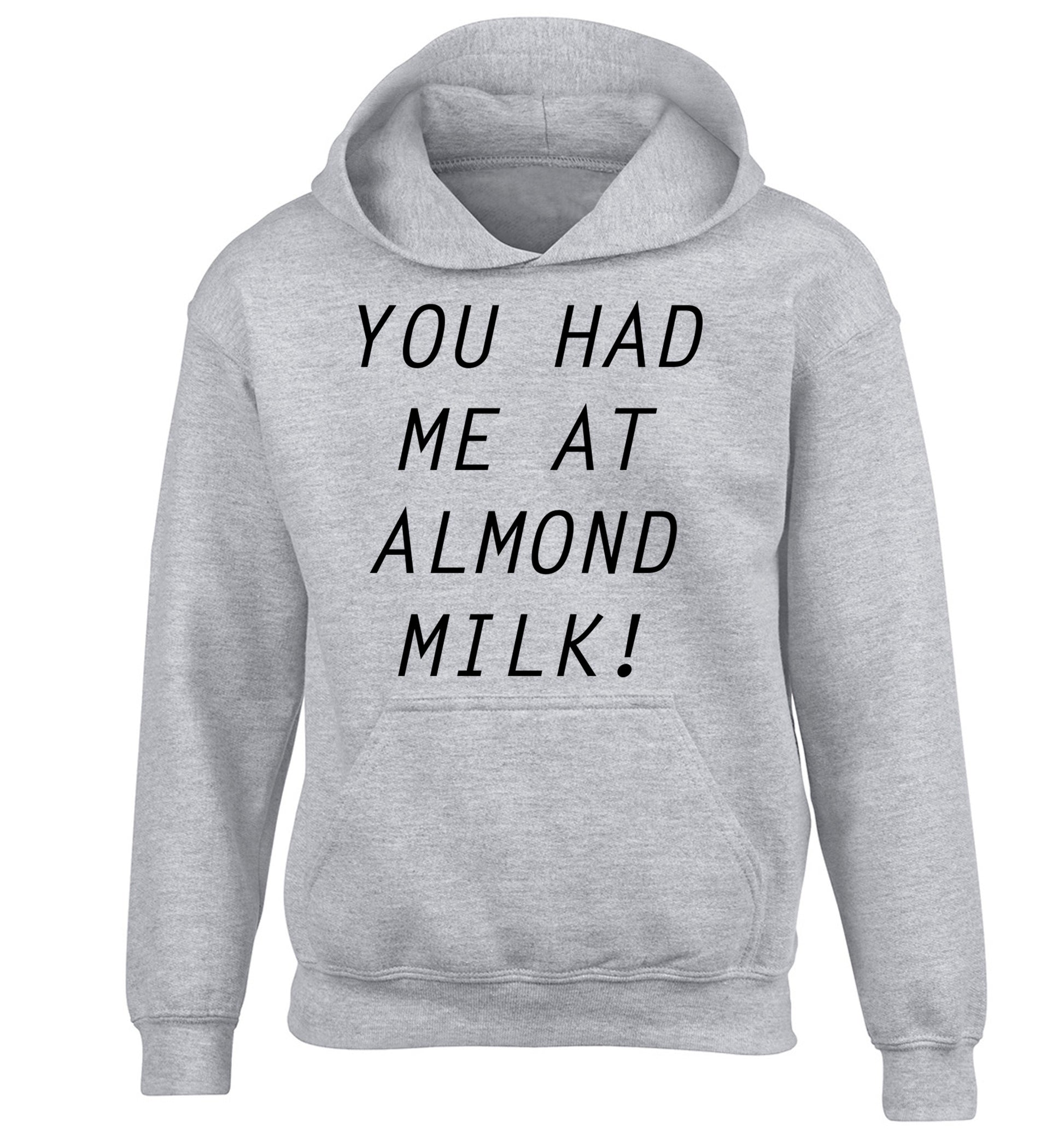 You had me at almond milk children's grey hoodie 12-14 Years