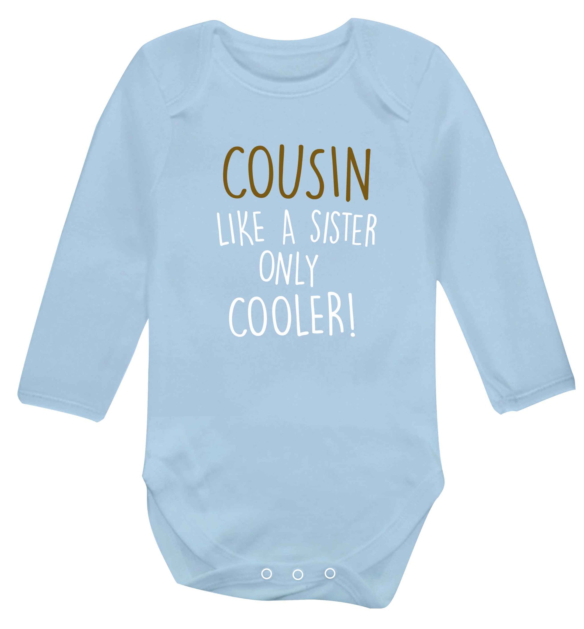 Cousin like a sister only cooler baby vest long sleeved pale blue 6-12 months