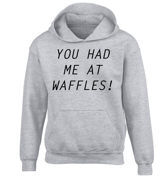 You had me at waffles children's grey hoodie 12-14 Years