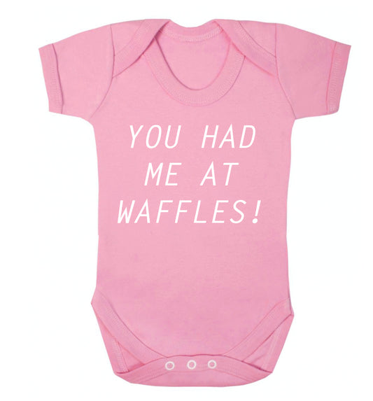 You had me at waffles Baby Vest pale pink 18-24 months