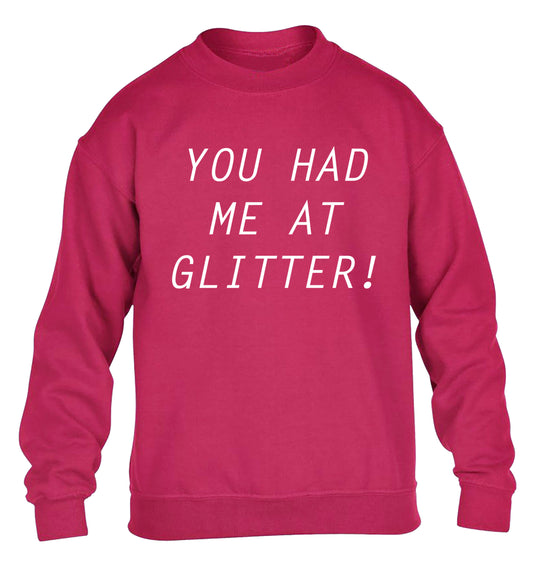 You had me at glitter children's pink sweater 12-14 Years