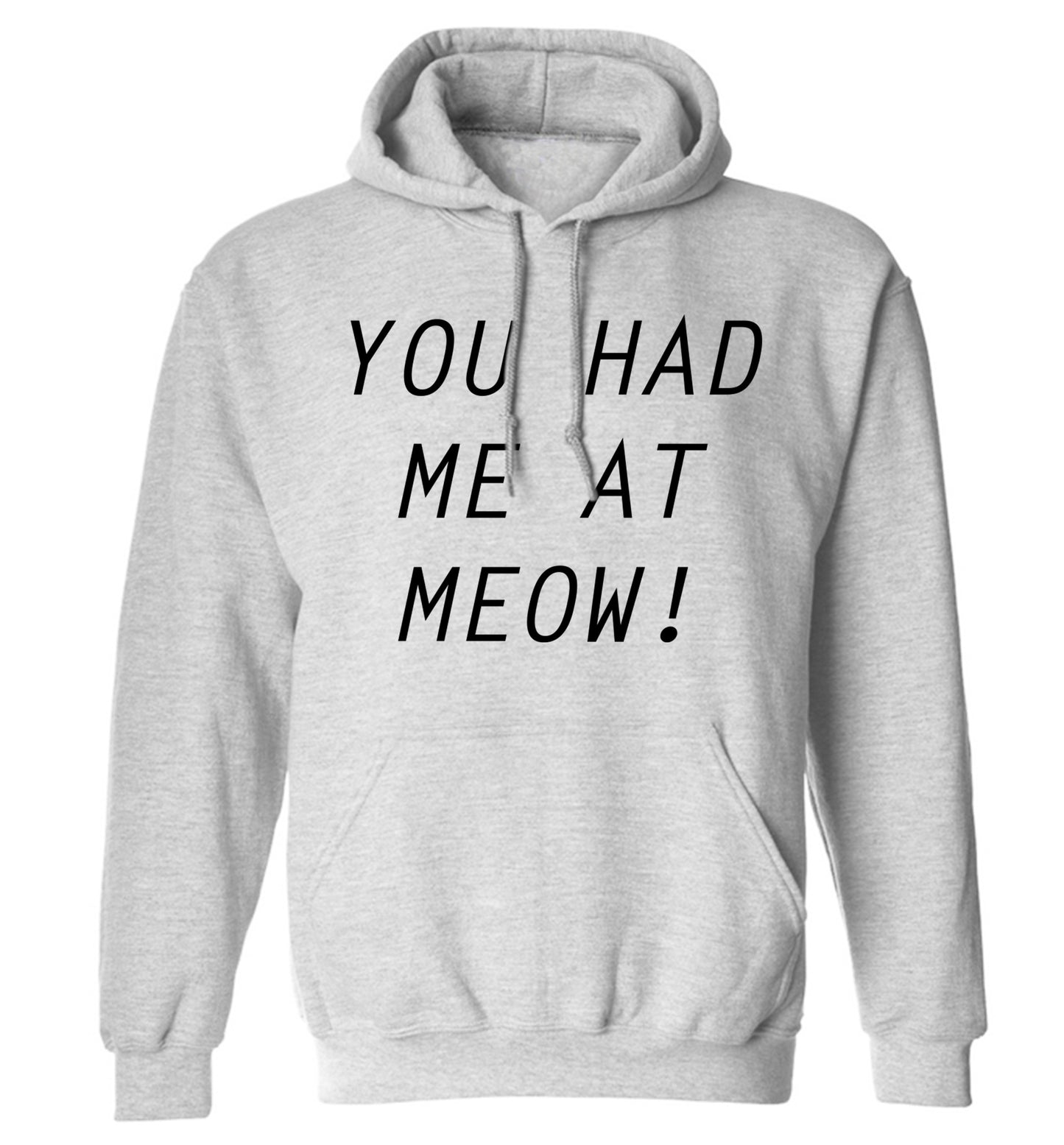 You had me at meow adults unisex grey hoodie 2XL