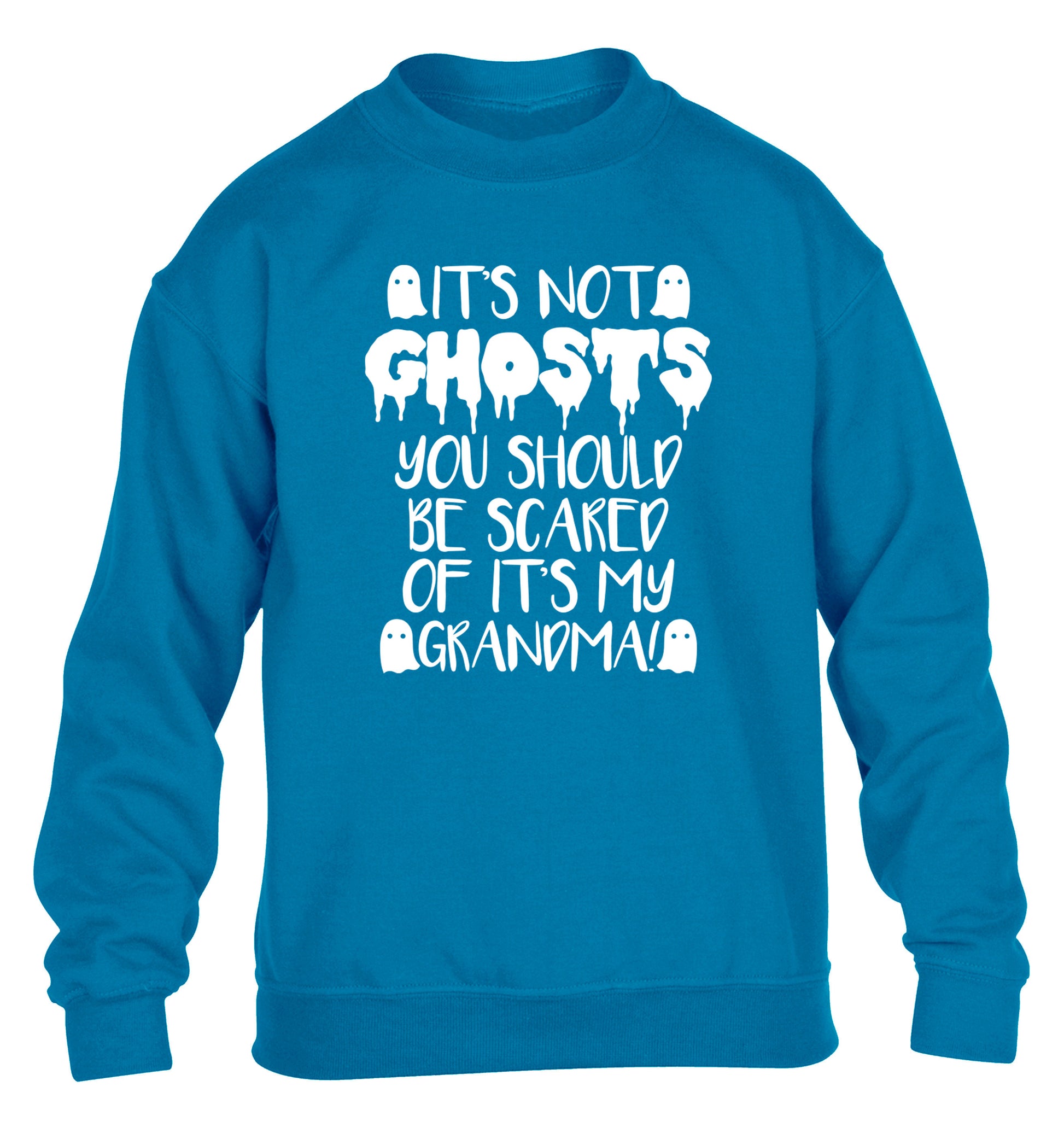 It's not ghosts you should be scared of it's my grandma! children's blue sweater 12-14 Years