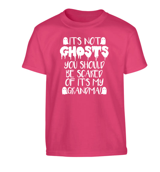 It's not ghosts you should be scared of it's my grandma! Children's pink Tshirt 12-14 Years