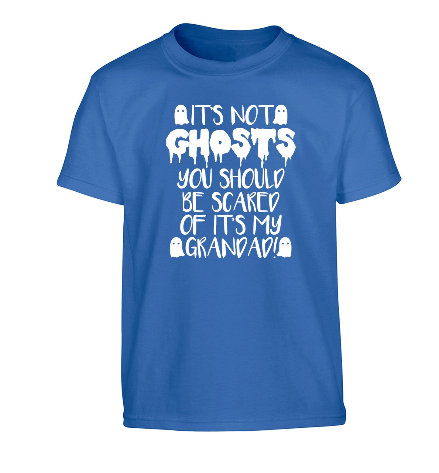 It's not ghosts you should be scared of it's my grandad! Children's blue Tshirt 12-14 Years