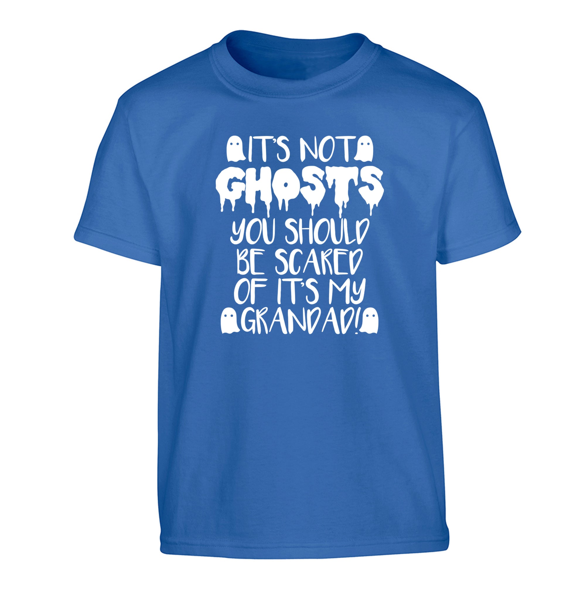 It's not ghosts you should be scared of it's my grandad! Children's blue Tshirt 12-14 Years
