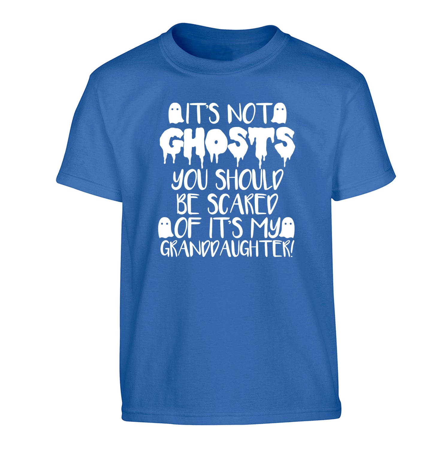 It's not ghosts you should be scared of it's my granddaughter! Children's blue Tshirt 12-14 Years