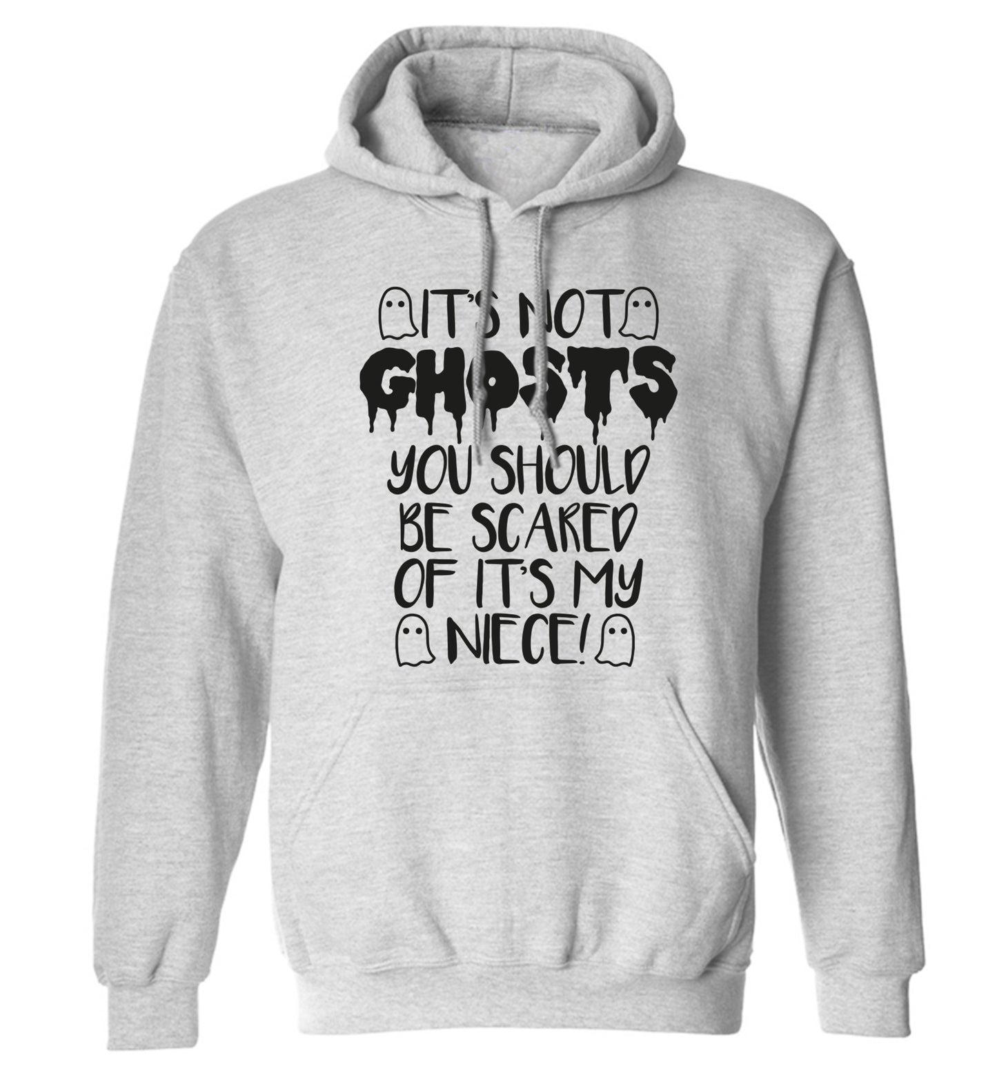 It's not ghosts you should be scared of it's my niece! adults unisex grey hoodie 2XL