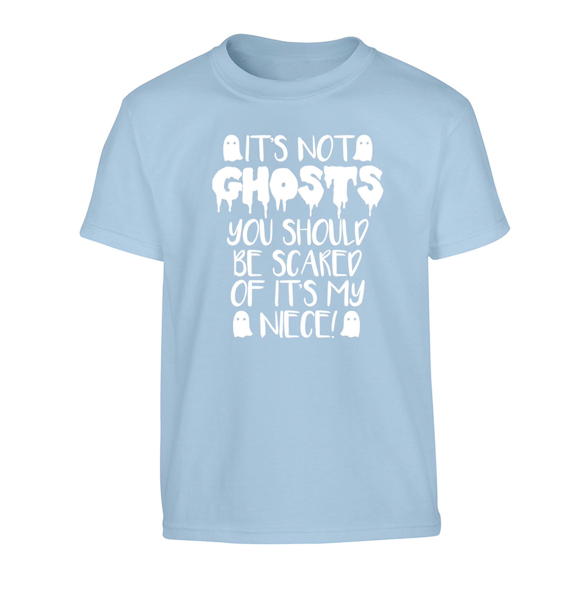 It's not ghosts you should be scared of it's my niece! Children's light blue Tshirt 12-14 Years