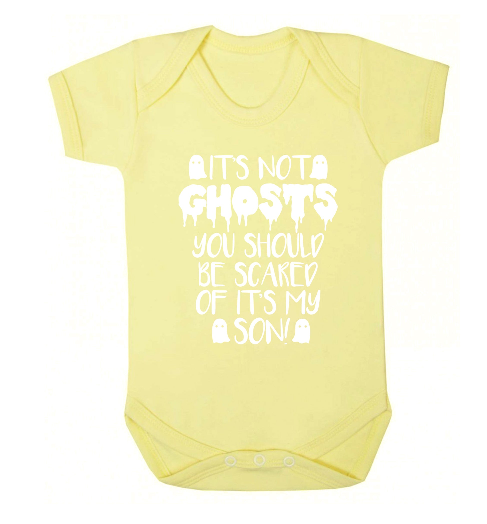 It's not ghosts you should be scared of it's my son! Baby Vest pale yellow 18-24 months