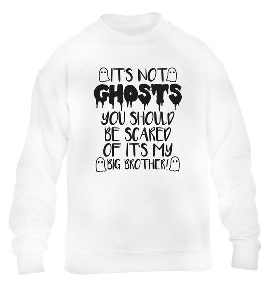 It's not ghosts you should be scared of it's my big sister! children's white sweater 12-14 Years