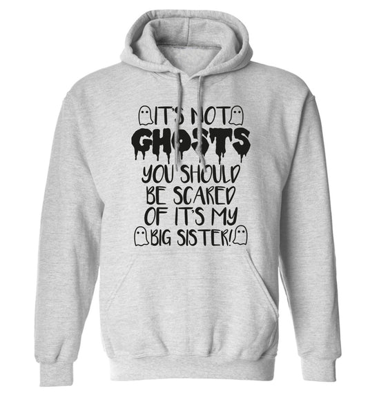 It's not ghosts you should be scared of it's my big brother! adults unisex grey hoodie 2XL