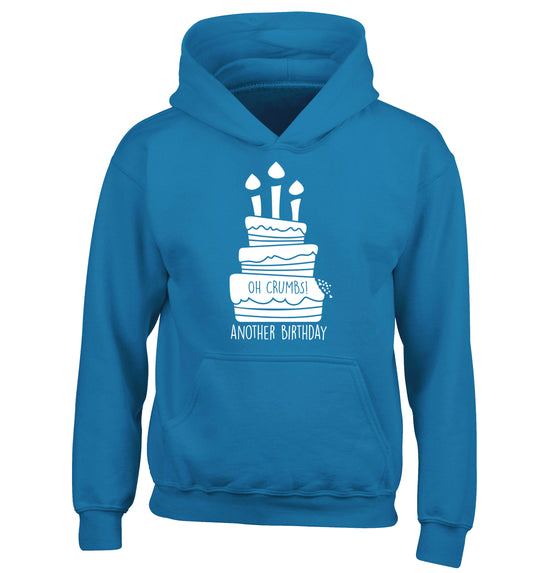 Oh crumbs another birthday! children's blue hoodie 12-14 Years