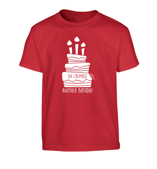 Oh crumbs another birthday! Children's red Tshirt 12-14 Years