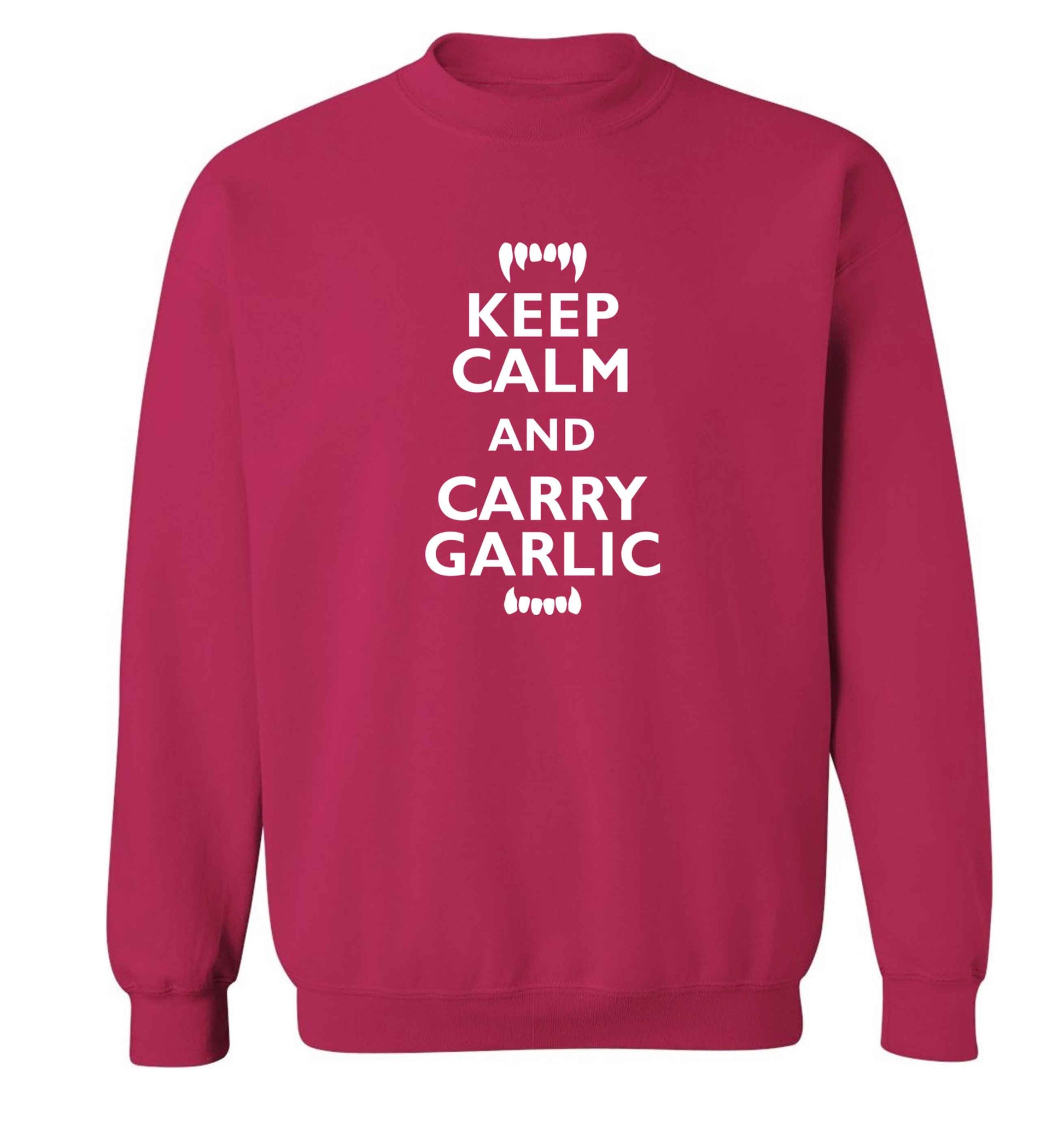 Keep calm and carry garlic adult's unisex pink sweater 2XL