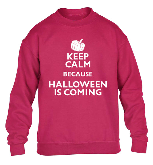 Keep calm because halloween is coming children's pink sweater 12-14 Years