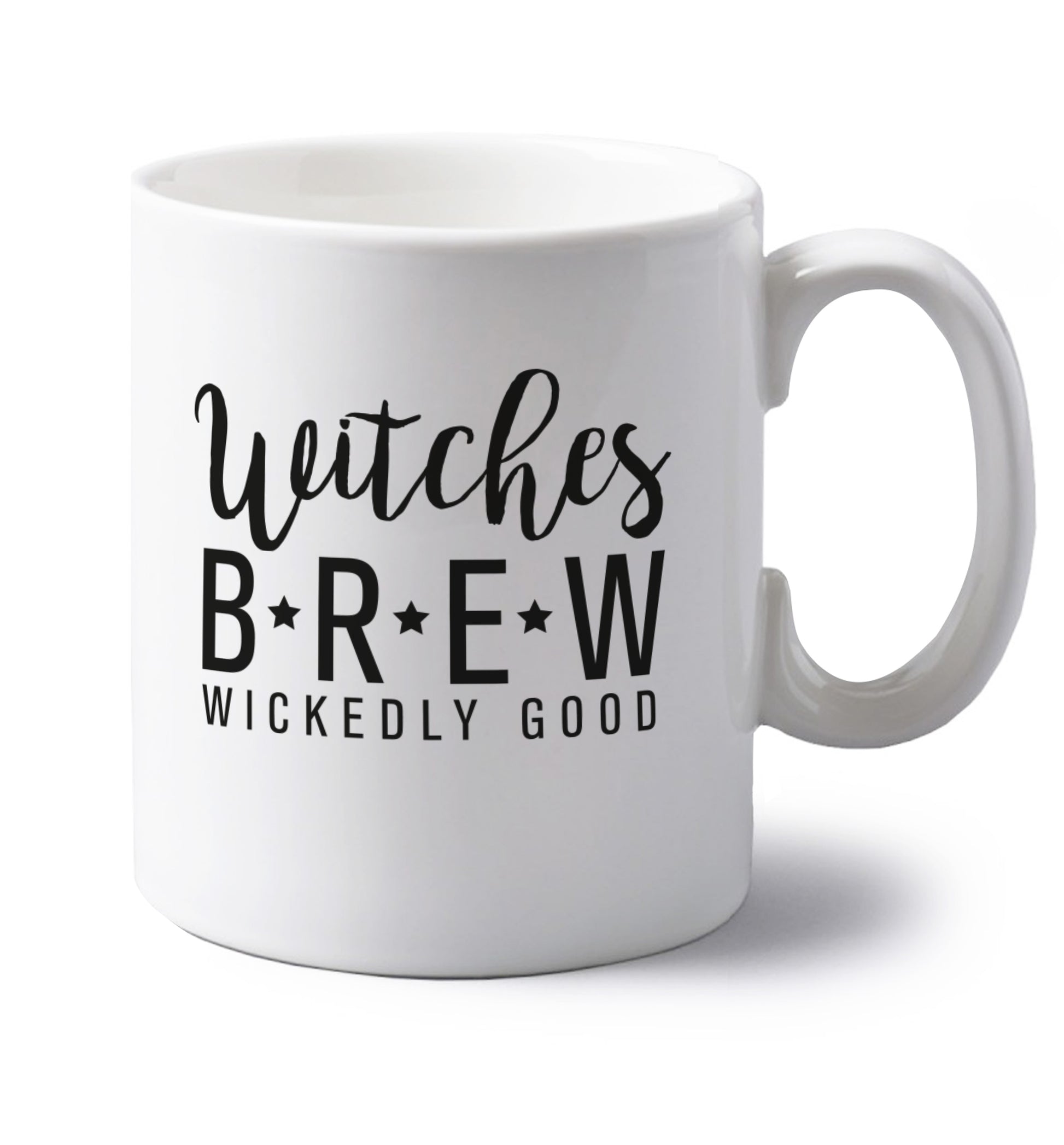 Witches Brew left handed white ceramic mug 