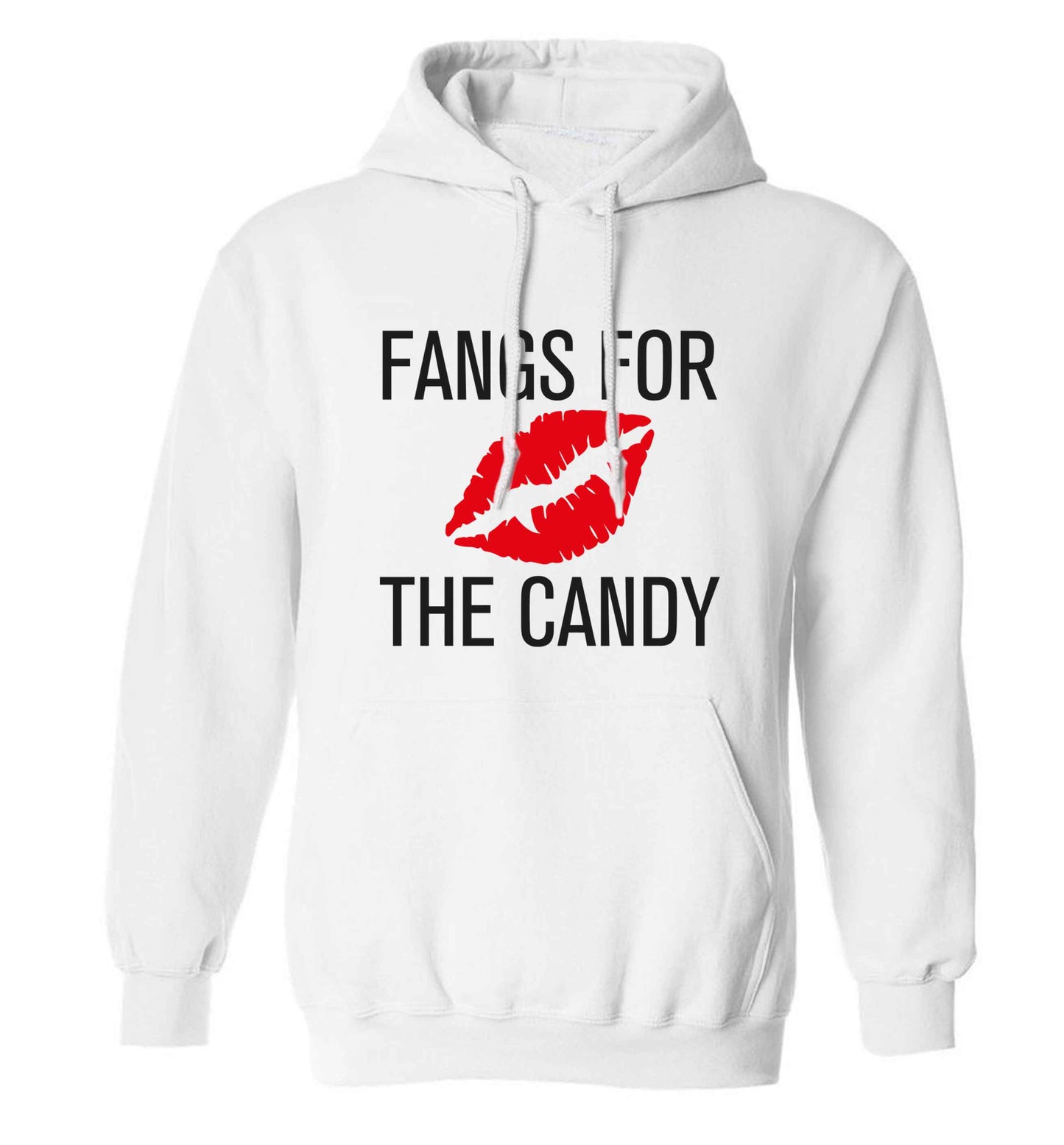 Fangs for the candy adults unisex white hoodie 2XL