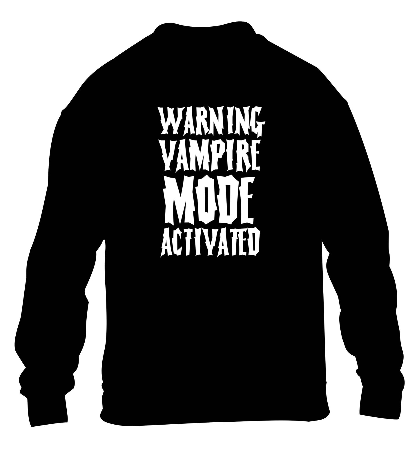 Warning vampire mode activated children's black sweater 12-13 Years