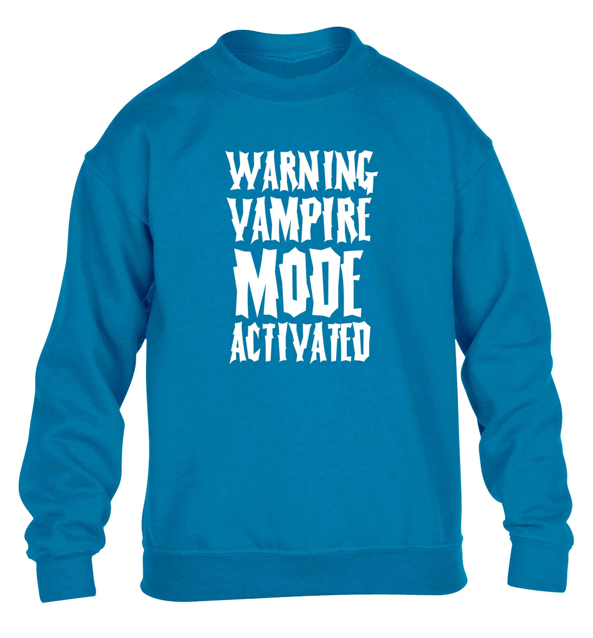 Warning vampire mode activated children's blue sweater 12-13 Years