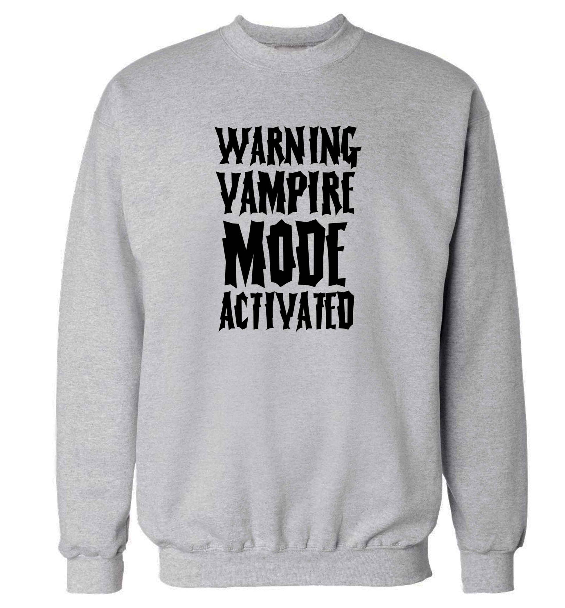 Warning vampire mode activated adult's unisex grey sweater 2XL