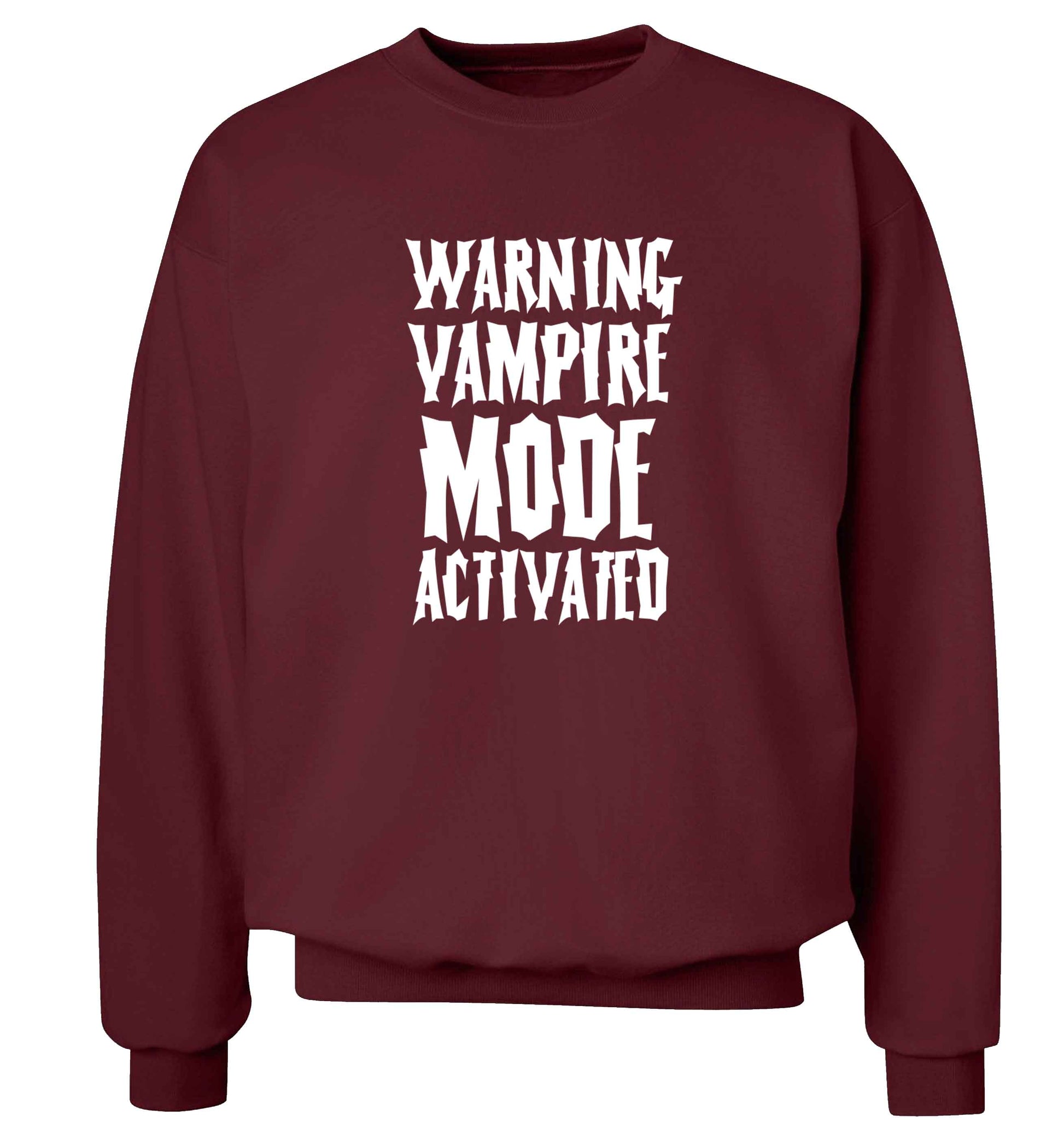 Warning vampire mode activated adult's unisex maroon sweater 2XL