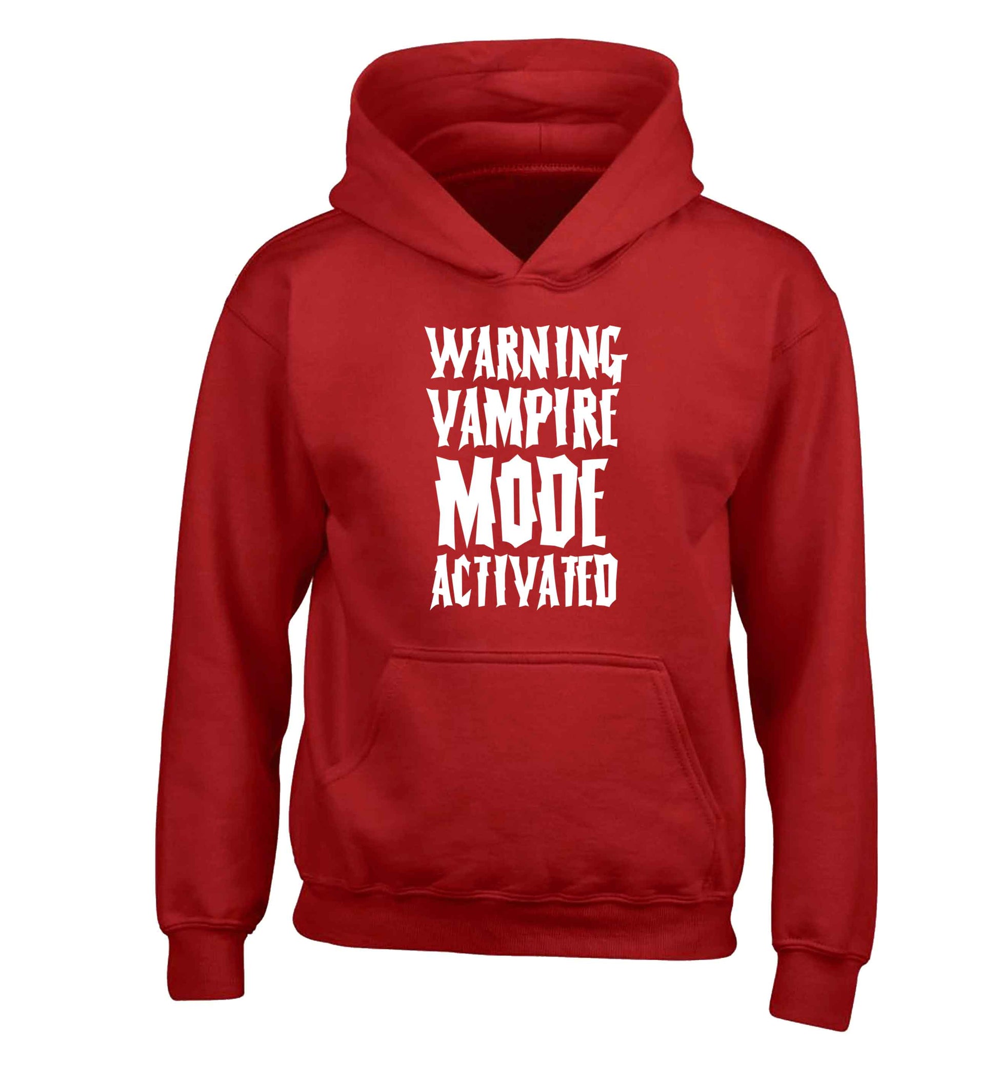 Warning vampire mode activated children's red hoodie 12-13 Years