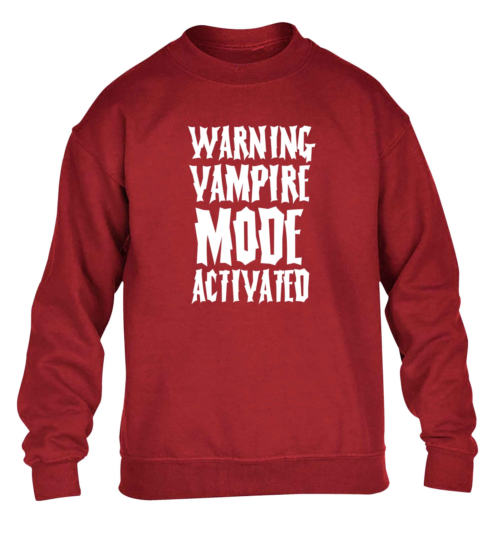 Warning vampire mode activated children's grey sweater 12-13 Years