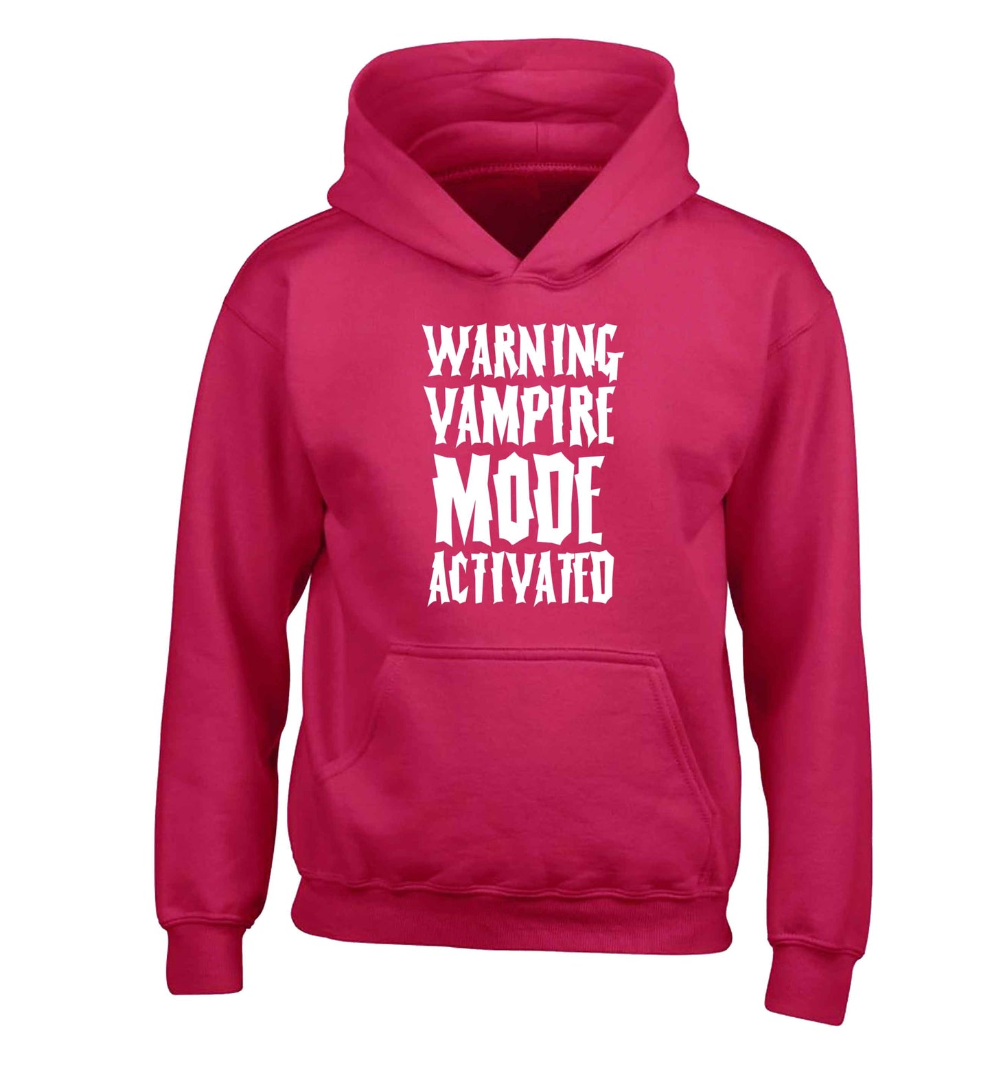 Warning vampire mode activated children's pink hoodie 12-13 Years