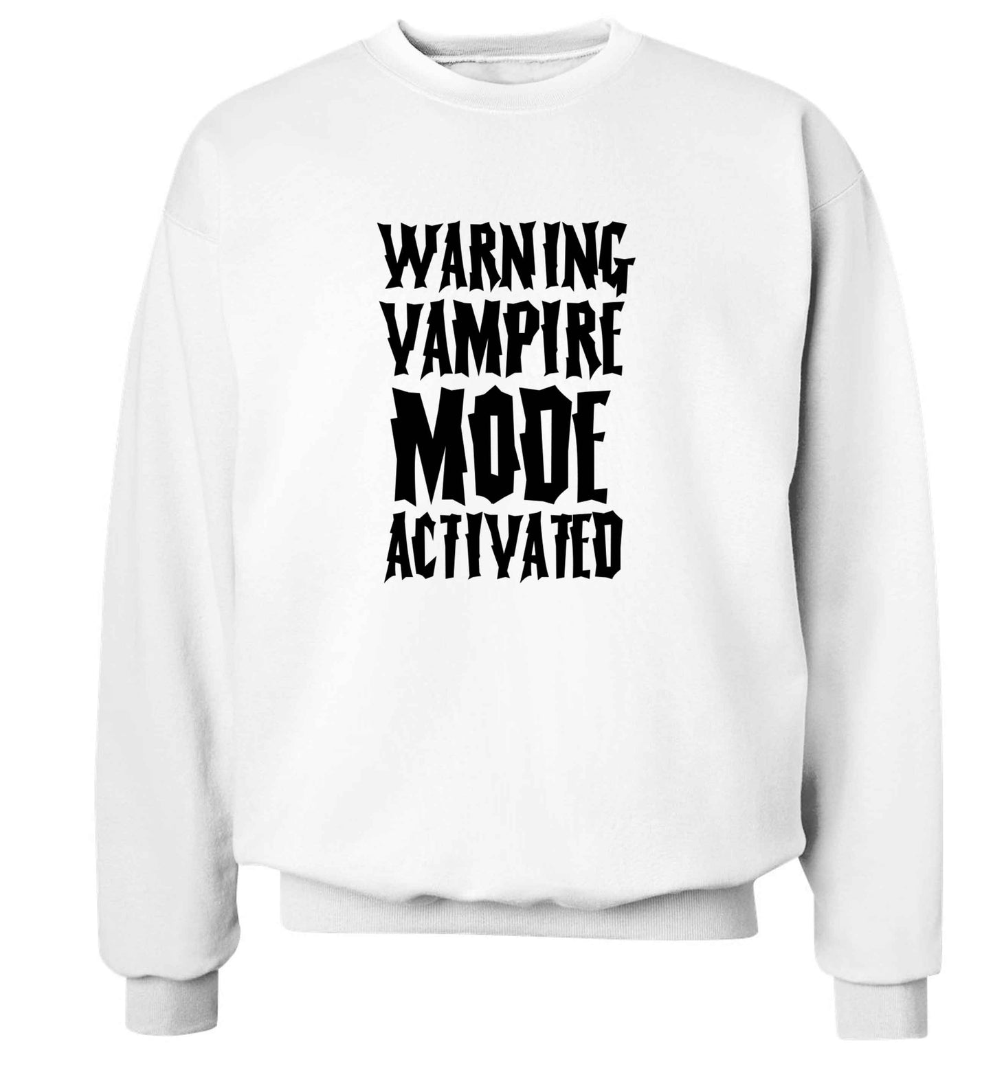Warning vampire mode activated adult's unisex white sweater 2XL