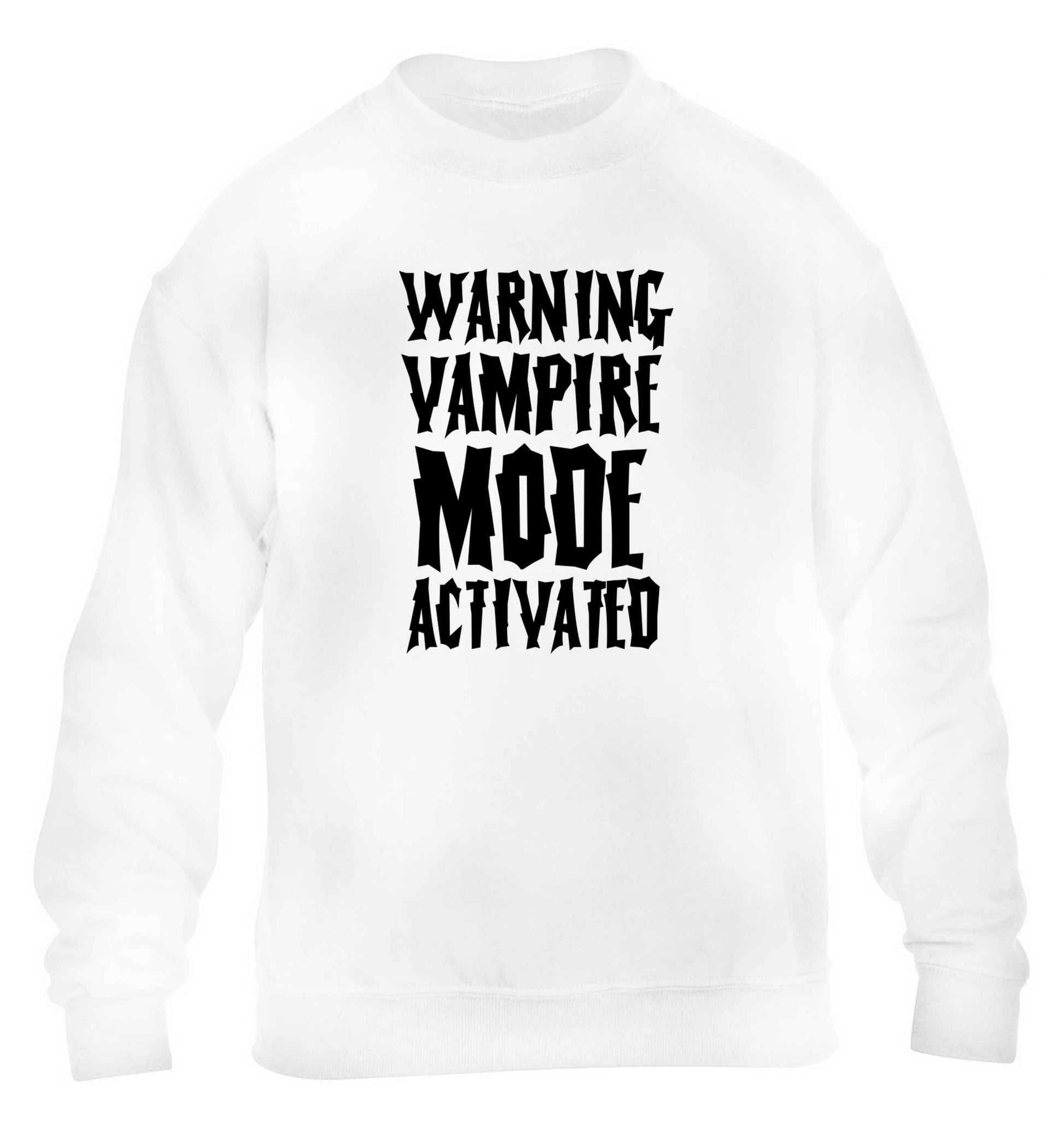 Warning vampire mode activated children's white sweater 12-13 Years