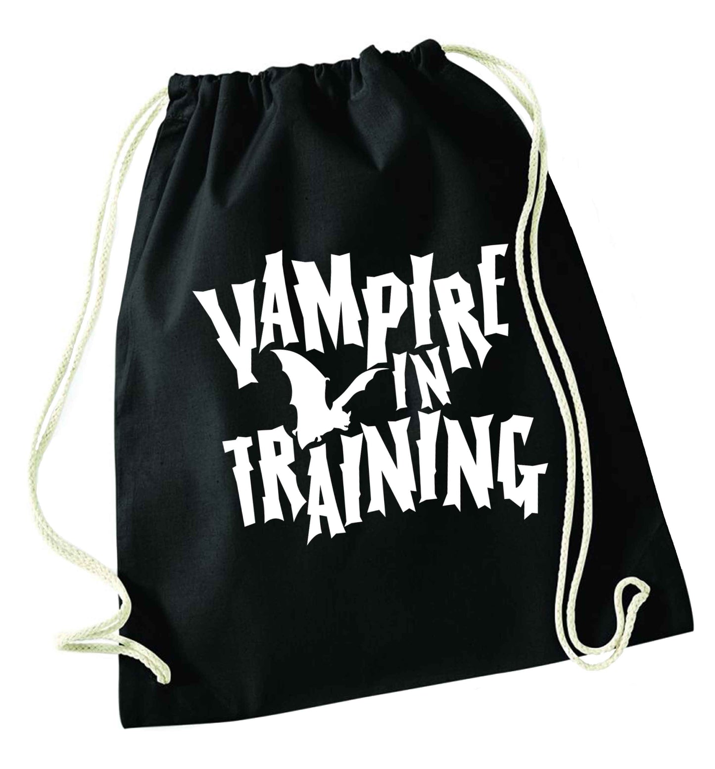 Vampire in training black drawstring bag