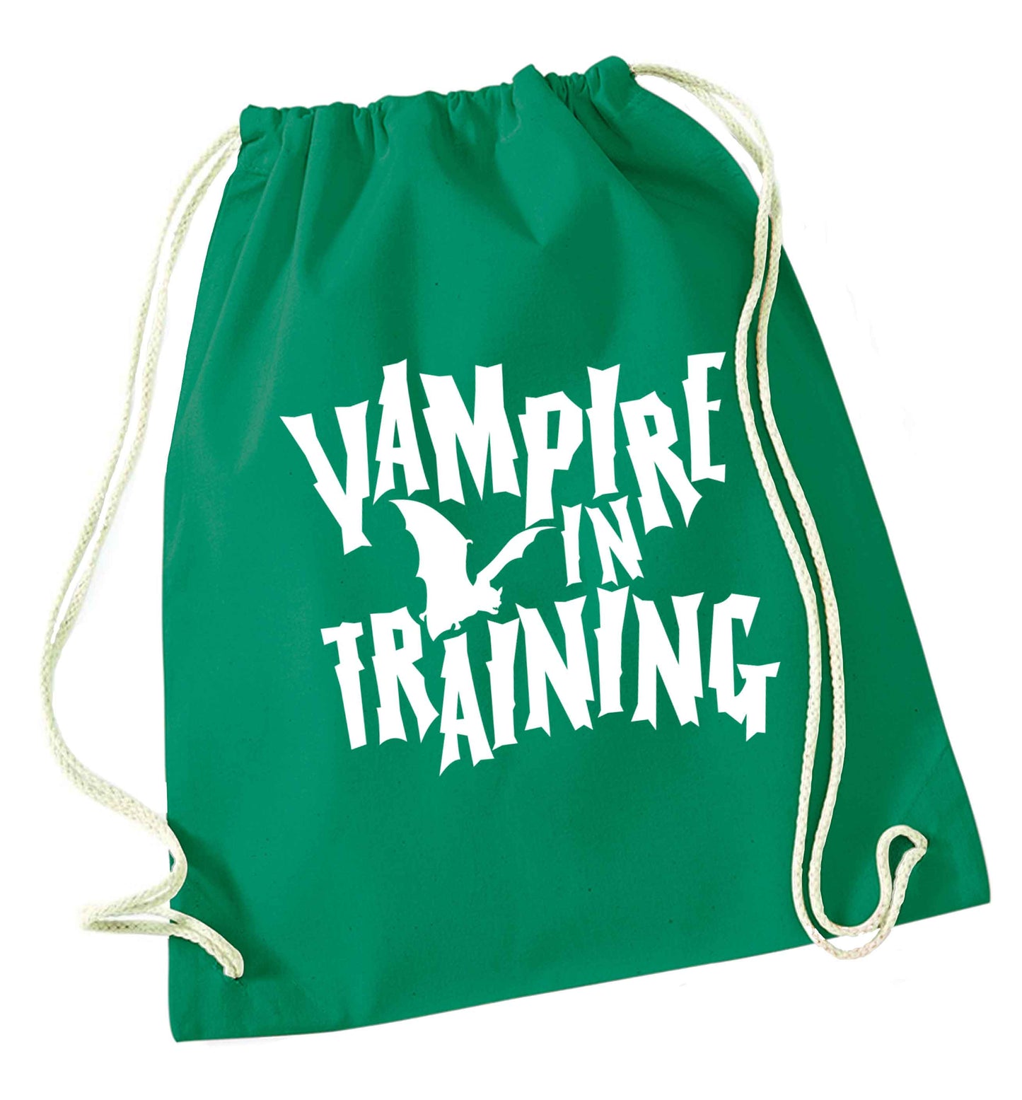 Vampire in training green drawstring bag