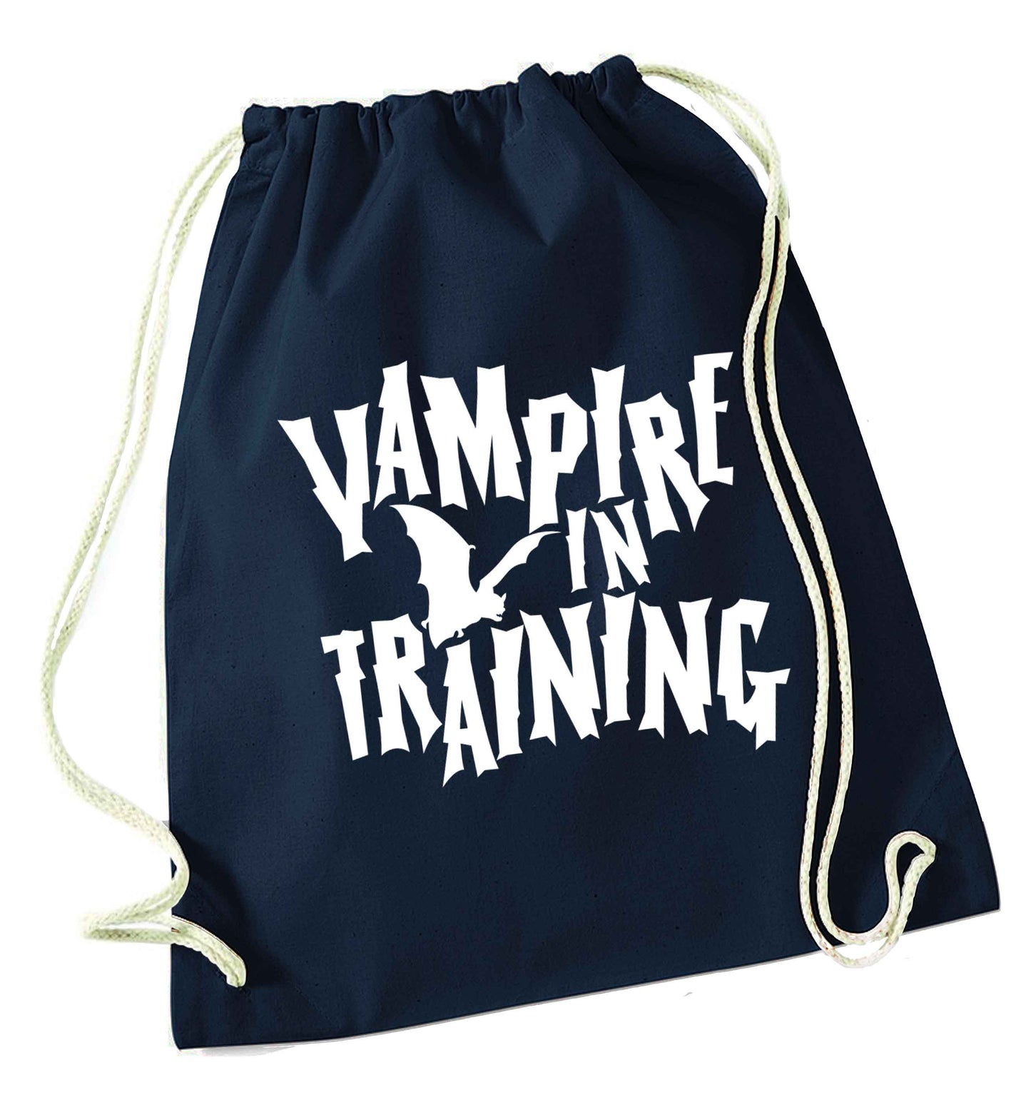 Vampire in training navy drawstring bag