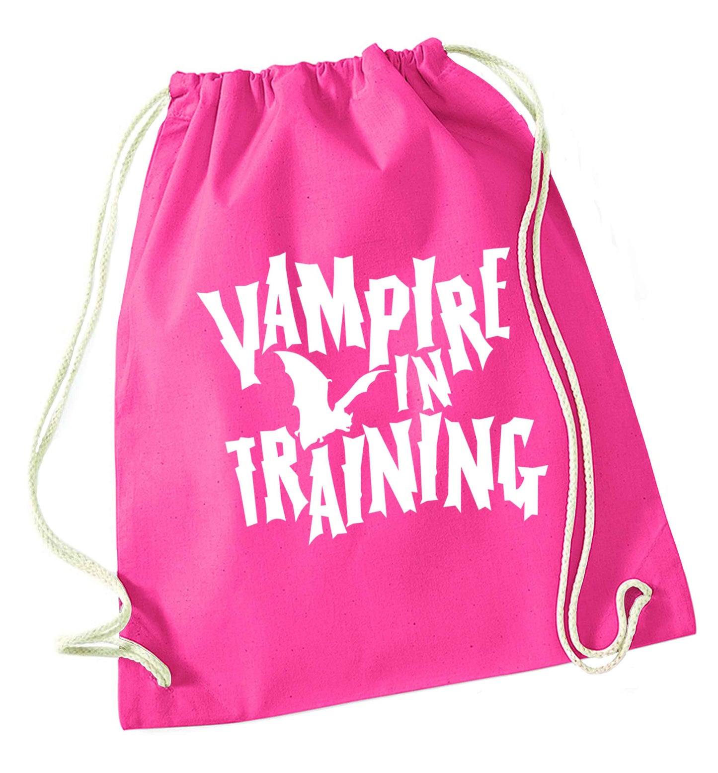 Vampire in training pink drawstring bag
