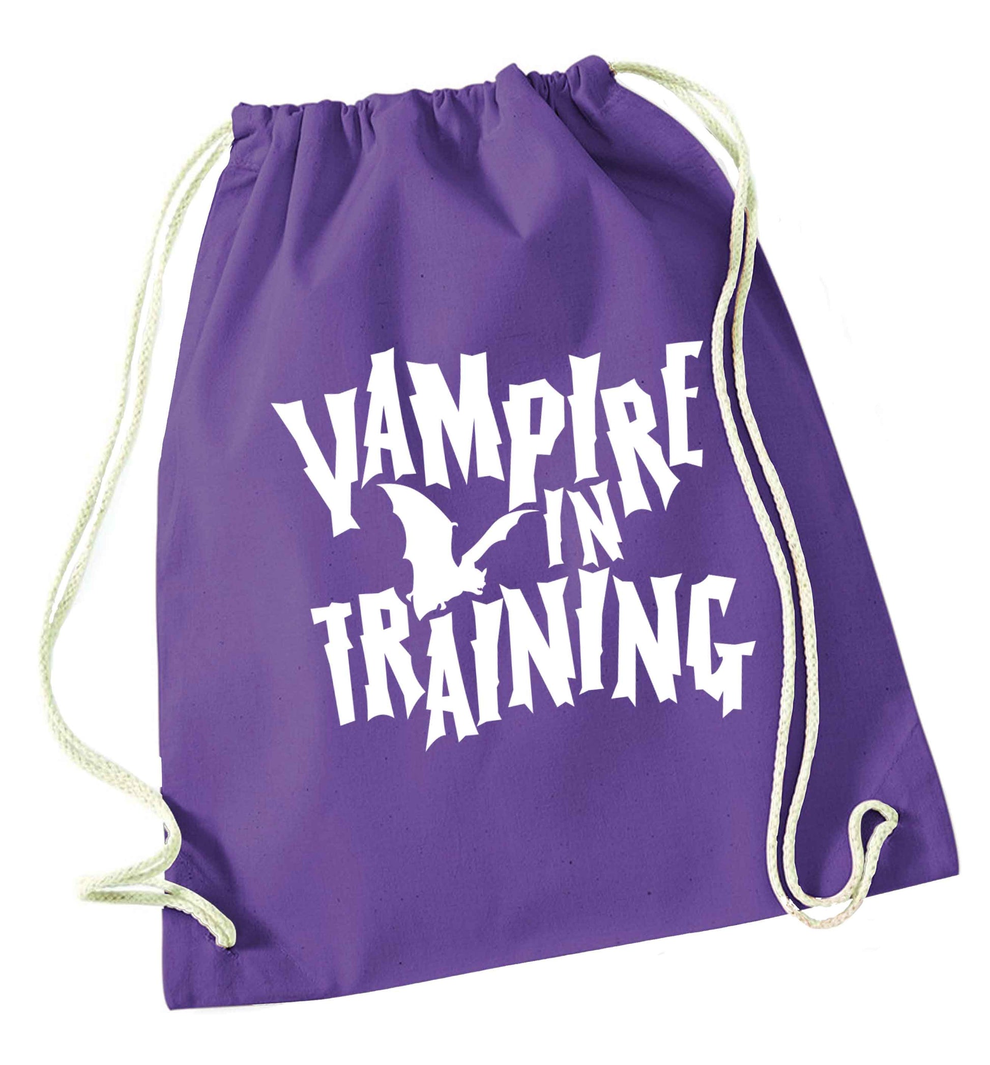 Vampire in training purple drawstring bag