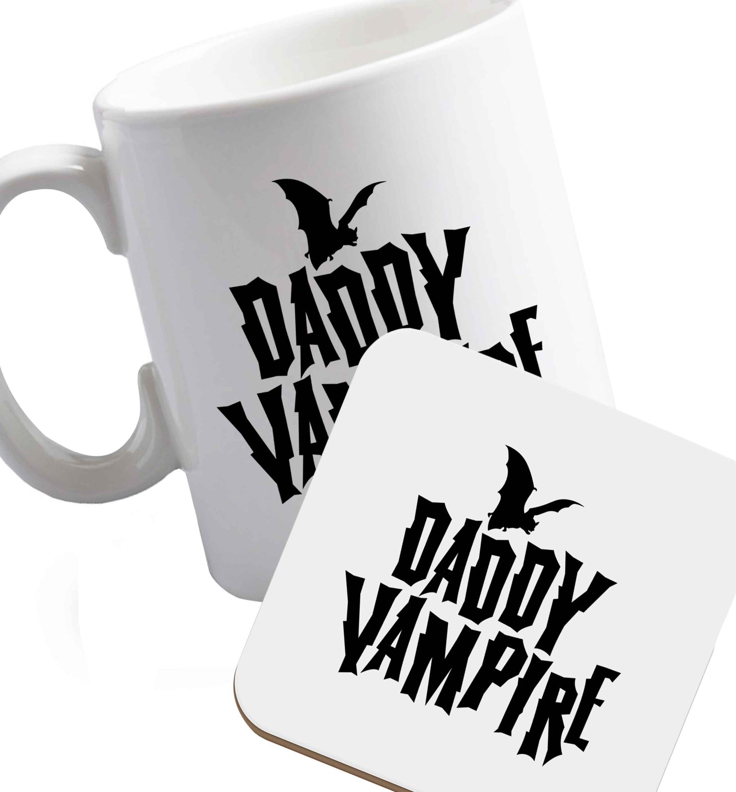 10 oz Favourite Type Pan Pancake ceramic mug and coaster set right handed