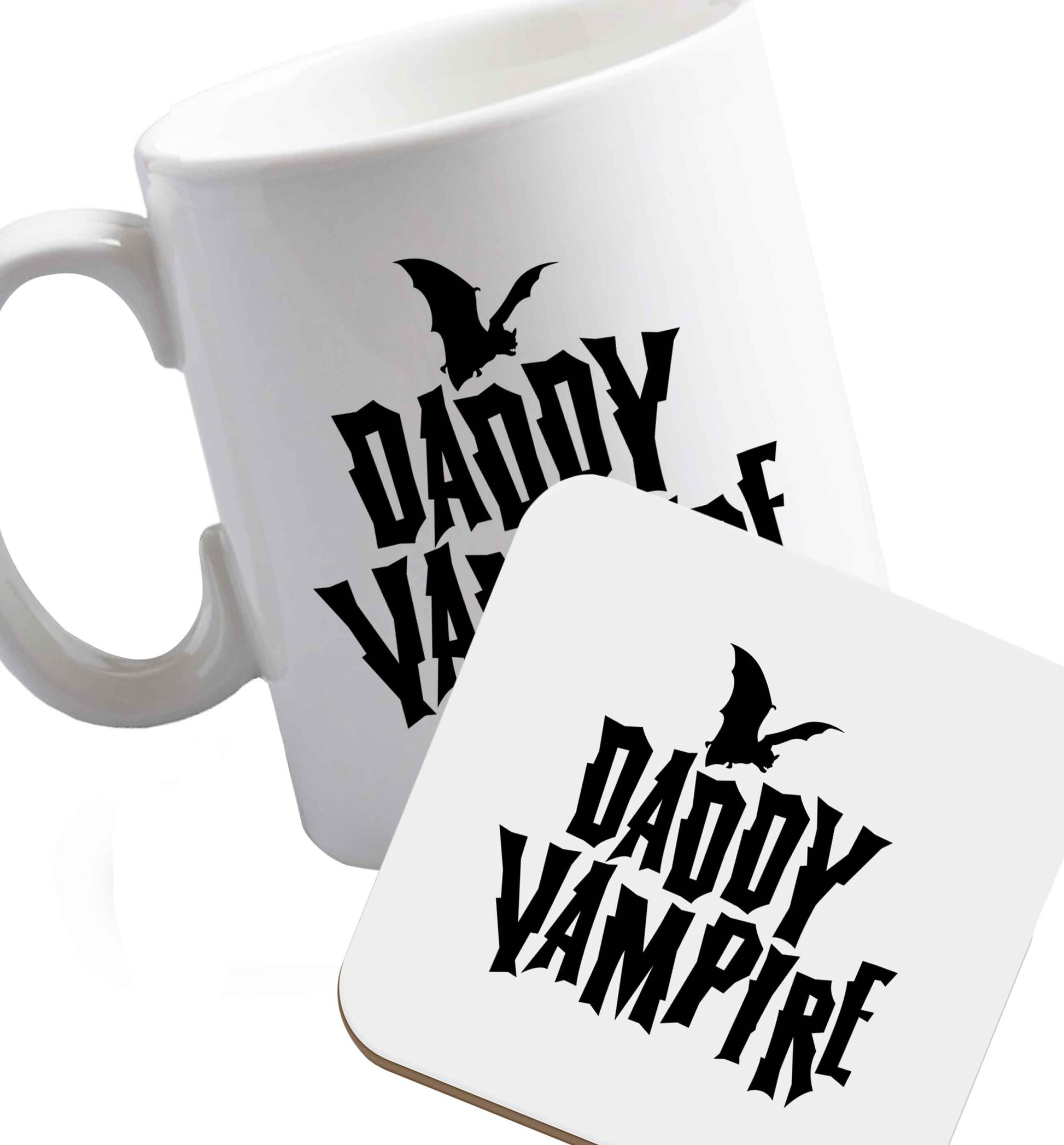 10 oz Favourite Type Pan Pancake ceramic mug and coaster set right handed