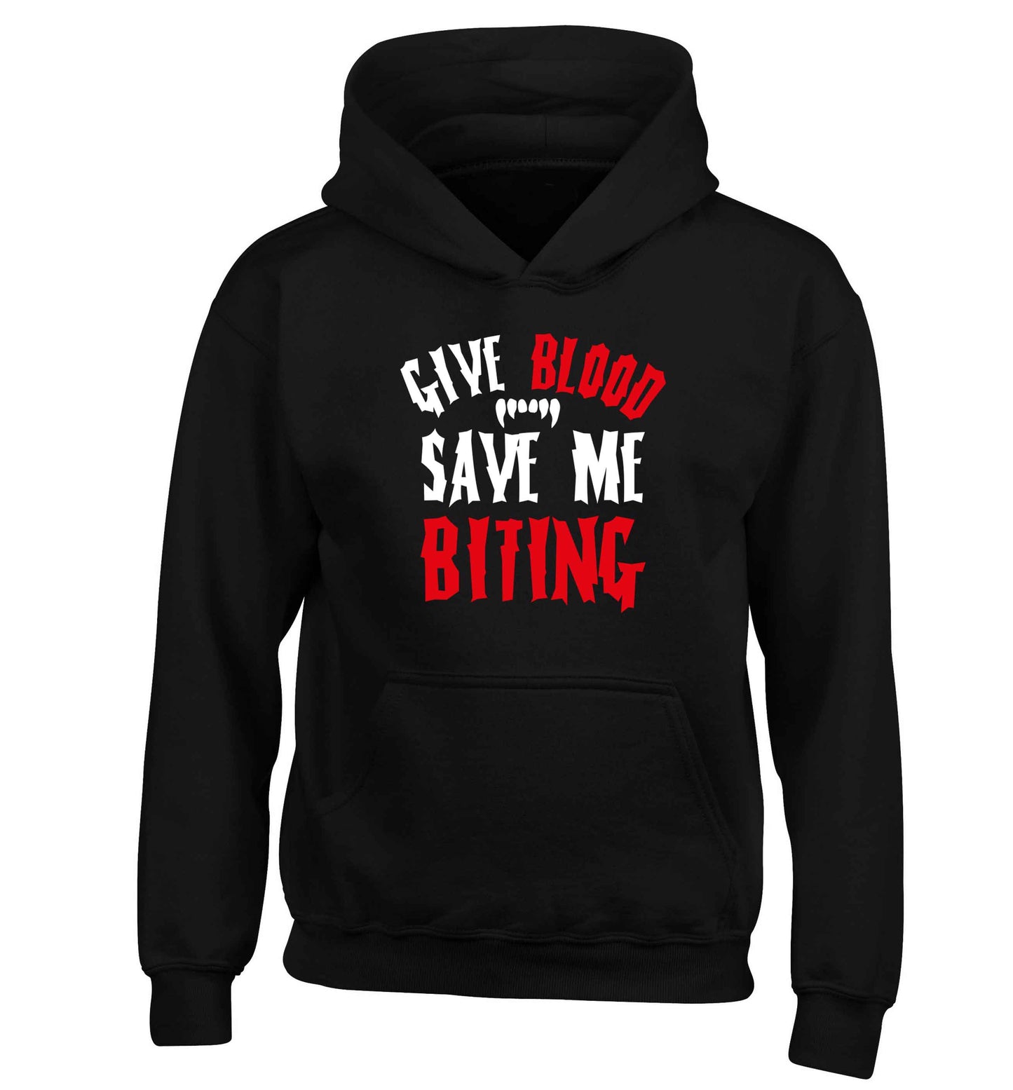 Give blood save me biting children's black hoodie 12-13 Years